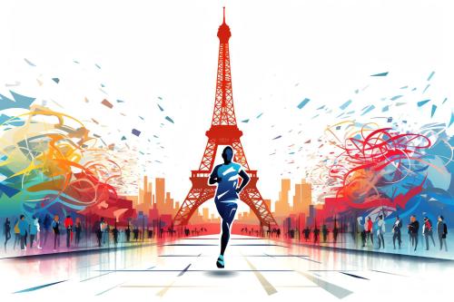 a woman running in front of the eiffel tower at Duplex Cosy 6 personnes - Parking Gratuit - 15 min Centre de Paris Metro 13 in Asnières-sur-Seine