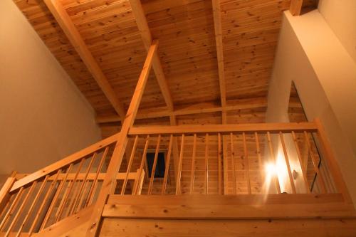 an overhead view of a wooden ceiling at Δρυάδες Suites 2 in Arachova