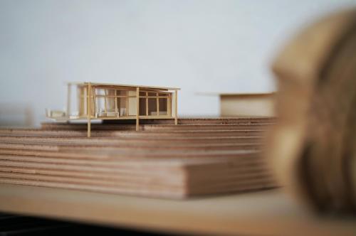 a model of a building on top of some stairs at The architects' house in Stockholm