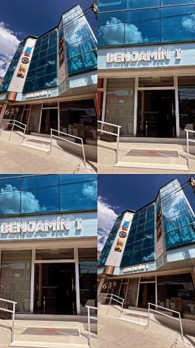 four pictures of a building with a sign on it at Benjamín I in San Salvador de Jujuy