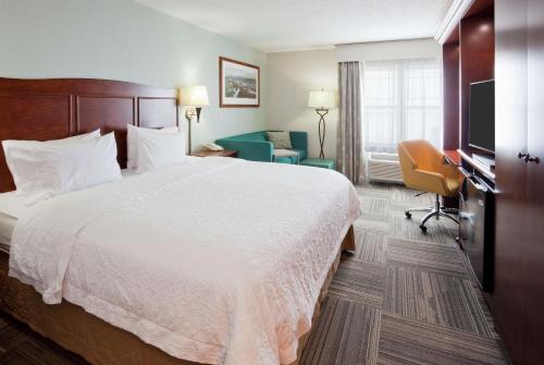 a hotel room with a bed and a television at Hampton Inn Duluth-Canal Park in Duluth