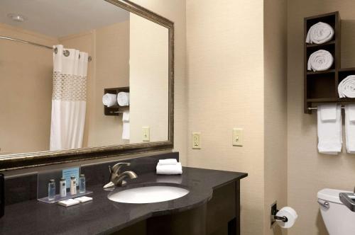 a bathroom with a sink and a mirror at Hampton Inn & Suites - Mansfield in Mansfield
