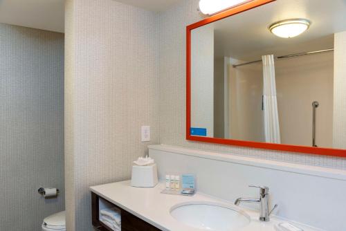 a bathroom with a sink and a mirror at Hampton Inn & Suites Fort Myers-Colonial Boulevard in Fort Myers