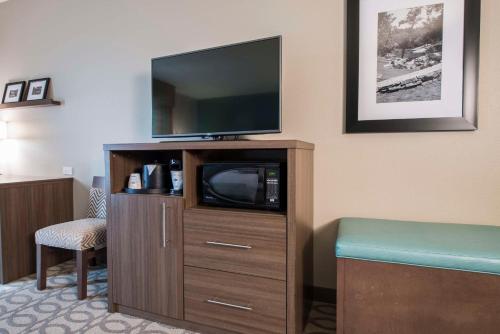 a room with a flat screen tv on a entertainment center at Hampton Inn Greenville/I-385 Haywood Mall, SC in Greenville