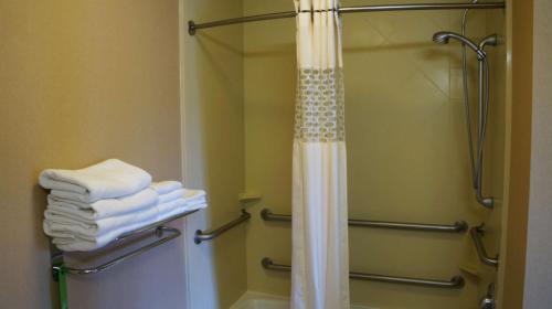 a shower with a shower curtain in a bathroom at Hampton Inn & Suites Kingman in Kingman