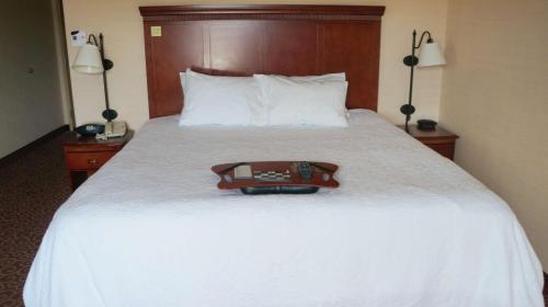 a suitcase sitting on a bed in a hotel room at Hampton Inn & Suites Kingman in Kingman