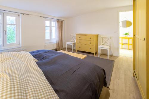 Katil atau katil-katil dalam bilik di Herthaquelle Wohnung 4 "Schöne Aussicht"