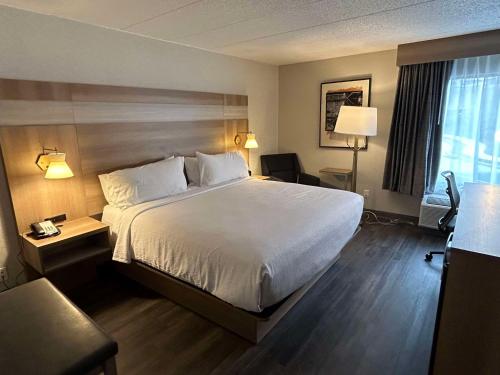 a hotel room with a large bed and a window at Best Western Plus Heritage Rail Inn & Suites in York