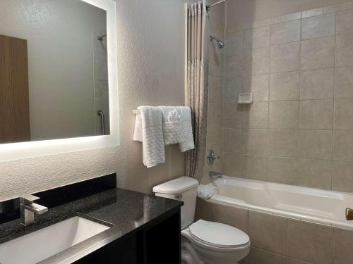 a bathroom with a toilet and a sink and a tub at Best Western Halito Inn in Calera