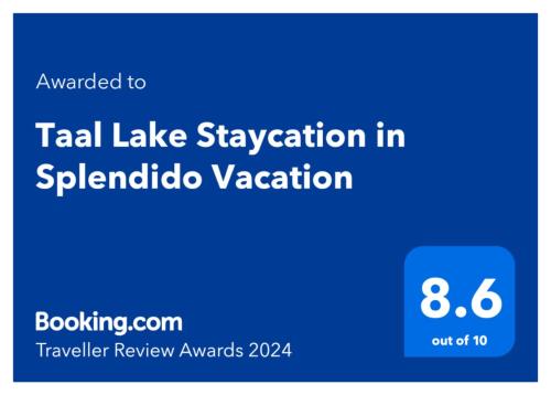 Certifikát, hodnocení, plakát nebo jiný dokument vystavený v ubytování Splendido Tagagtay Taal Lake Staycation Free Parking Netflix No Free Pool