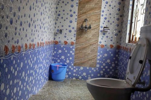 een badkamer met een toilet en een spiegel bij Daragaon Retreat (Gurung Homestay) in Pelling
