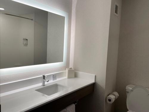 a white bathroom with a sink and a mirror at Holiday Inn Express & Suites - Tuscaloosa-University by IHG in Tuscaloosa