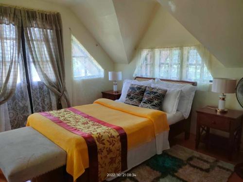 Schlafzimmer mit einem Kingsize-Bett und Fenstern in der Unterkunft Belfort House B&B in Valencia