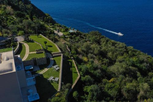 an aerial view of a house and the ocean at Villa DAlessandro in Anacapri