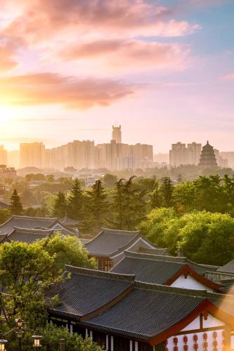 a view of the city of pingyao at sunset at Gran Melia Xi'an in Xi'an