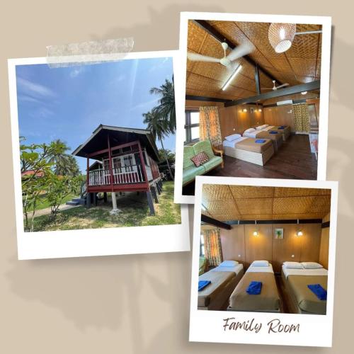 a collage of pictures of a hotel room with beds at PCB BEACH RESORT in Kota Bharu