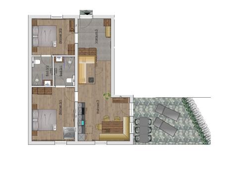 a floor plan of a house with at Appartements Kuckuck Leogang in Leogang