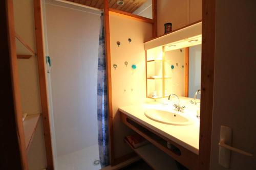 ein Badezimmer mit Waschbecken, Dusche und Spiegel in der Unterkunft Gaspro23 - Meublé de tourisme 2 étoiles - Calme et repos à proximité des plus belles plages in Gassin