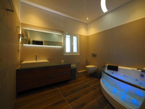 A bathroom at Sophia's Penthouse Apartment With Jacuzzi and Acropolis View From Big Terrace