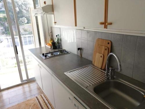 eine Küche mit einer Spüle und einer Arbeitsplatte in der Unterkunft Magnifique studio cœur de Nice in Nizza