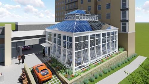 a rendering of a greenhouse with a car outside at Embassy Suites By Hilton Berkeley Heights in Berkeley Heights