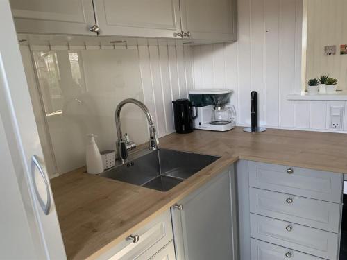 a kitchen counter with a sink and a mixer at Holiday Home Domnika - 200m from the sea in SE Jutland by Interhome in Binderup Strand
