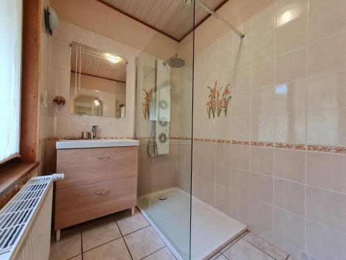 a bathroom with a shower and a sink at Gîte Mont-le-Vignoble, 3 pièces, 4 personnes - FR-1-584-97 in Mont-le-Vignoble