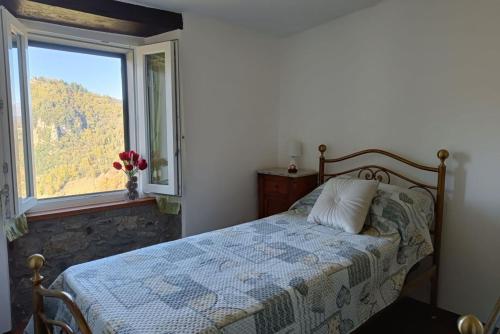 een slaapkamer met een bed en een raam bij Casa Butterfly in Verni