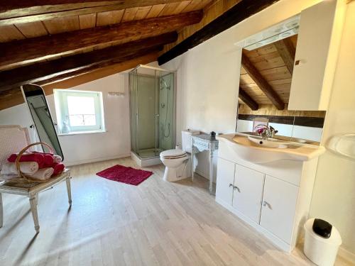 uma casa de banho com um lavatório e um WC em Gîte Le Menil, 1 pièce, 2 personnes - FR-1-589-164 em Le Ménil