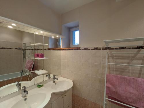 a bathroom with a sink and a mirror at Gîte Saulcy-sur-Meurthe, 5 pièces, 8 personnes - FR-1-589-200 in Saulcy-sur-Meurthe