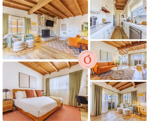 a collage of pictures of a bedroom and a living room at Steps to Beach Manhattan Beach 2 Bedroom Parking in Manhattan Beach