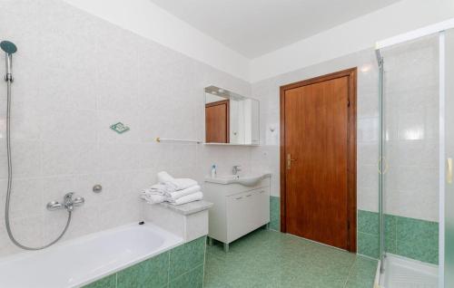 een badkamer met een bad, een wastafel en een douche bij Nice Home In Vrecari With Wi-fi in Nedeščina