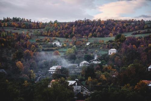 a town in the hills with autumn trees at Debed Life CoLiving and Retreat in Debed