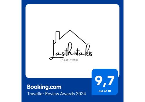 ein Logo für Auszeichnungen für Urlaubsbewertungen in der Unterkunft Lasithiotakis Apartments in Póros