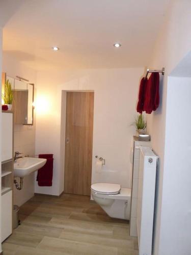 a bathroom with a toilet and a sink at exklusive Ferienwohnung in Halver
