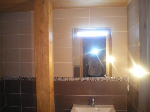 a person taking a picture of a bathroom mirror at Propriete de 2 chambres avec wifi a Taninges a 7 km des pistes in Taninges
