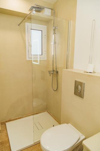 a bathroom with a shower and a toilet at Résidence Villa Branda in Calvi