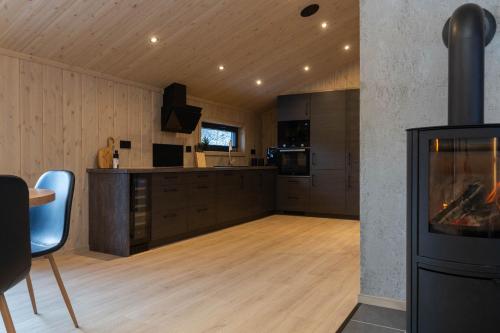 Телевизор и/или развлекательный центр в High standard cabin close to the Flå city center