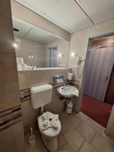 Koupelna v ubytování Hotel Unicornis
