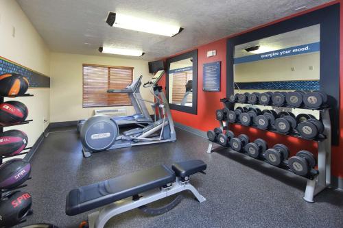 a fitness room with a gym with a bench and weights at Hampton Inn Sierra Vista in Sierra Vista