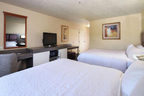 a hotel room with two beds and a television at Hampton Inn Sierra Vista in Sierra Vista