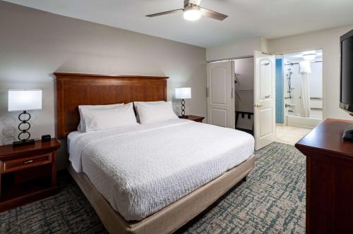 a bedroom with a large bed and a television at Homewood Suites by Hilton Gainesville in Gainesville