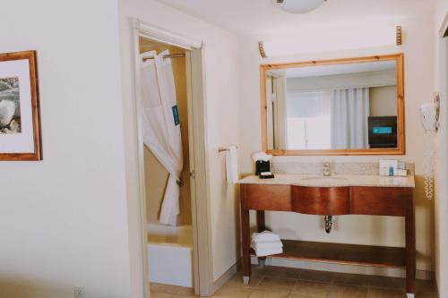 a bathroom with a sink and a mirror at Hampton Inn & Suites Green River in Green River