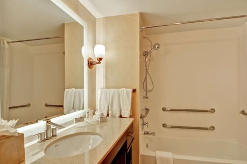 a bathroom with a sink and a shower at Homewood Suites by Hilton Houston Near the Galleria in Houston