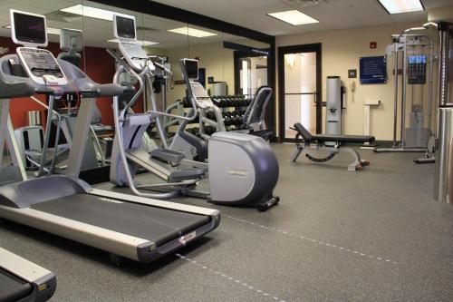 a gym with several treadmills and cardio equipment at Hampton Inn and Suites Houston-Katy in Katy