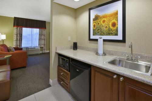 a kitchen with a sink and a living room at Hampton Inn & Suites Wichita-Northeast in Wichita