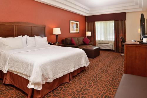Habitación de hotel con cama y sofá en Hampton Inn Idaho Falls / Airport en Idaho Falls