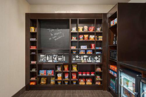 a store display with food and a chalkboard at Hampton Inn & Suites - Lavonia, GA in Lavonia