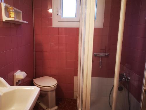 a bathroom with a toilet and a sink at Ca la conxita in Tona