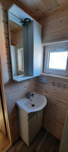 bagno con lavandino e specchio di Kolorowe Wzgórze Zagórze a Zagórze Śląskie